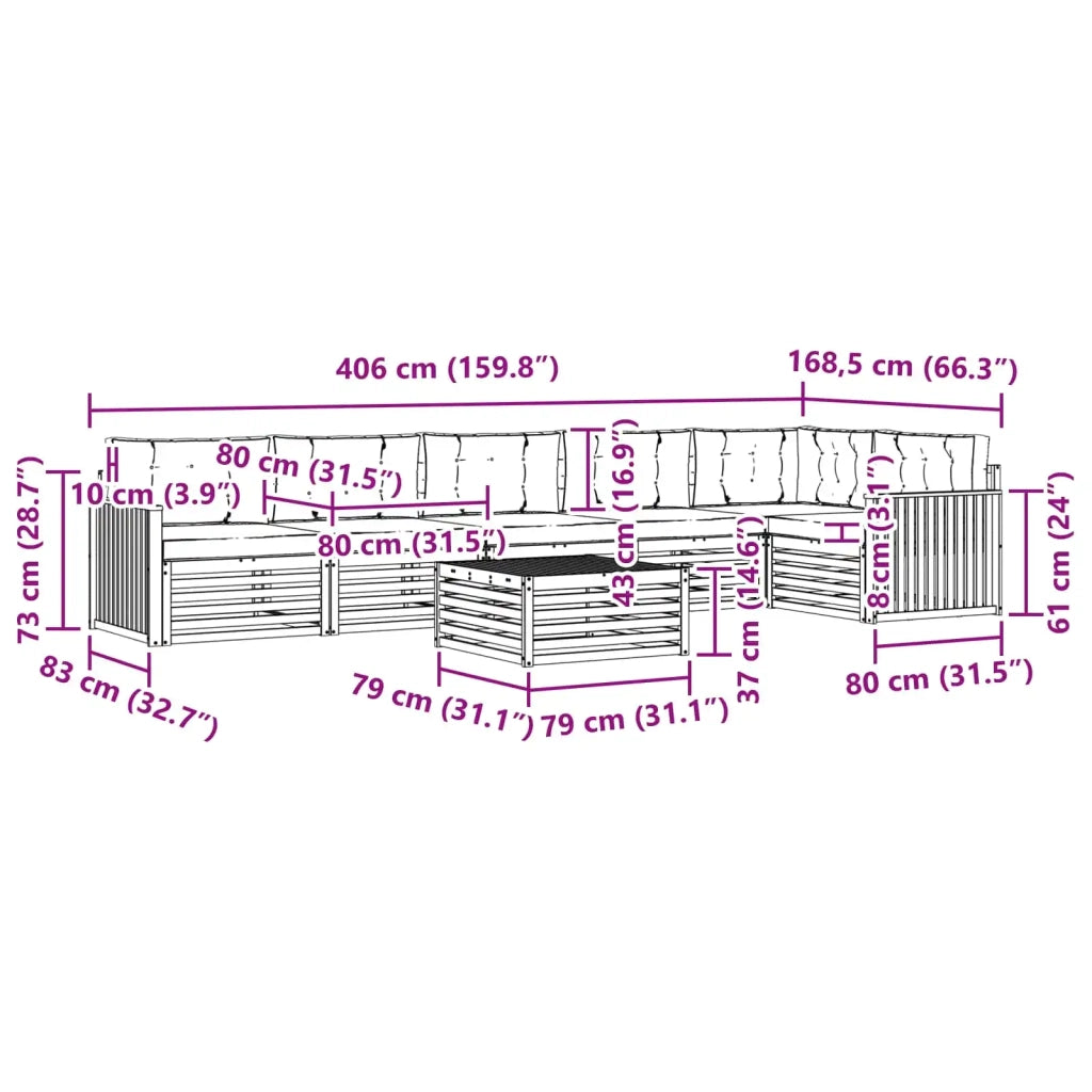 Set di divani da esterno 7 pz Bianco e Antracite Poliestere 3390602