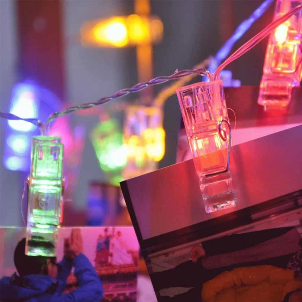 Trade Shop - Catena Luminosa 10 Mollette Led Ghirlanda Stringa Per Appendere Foto Multicolor -