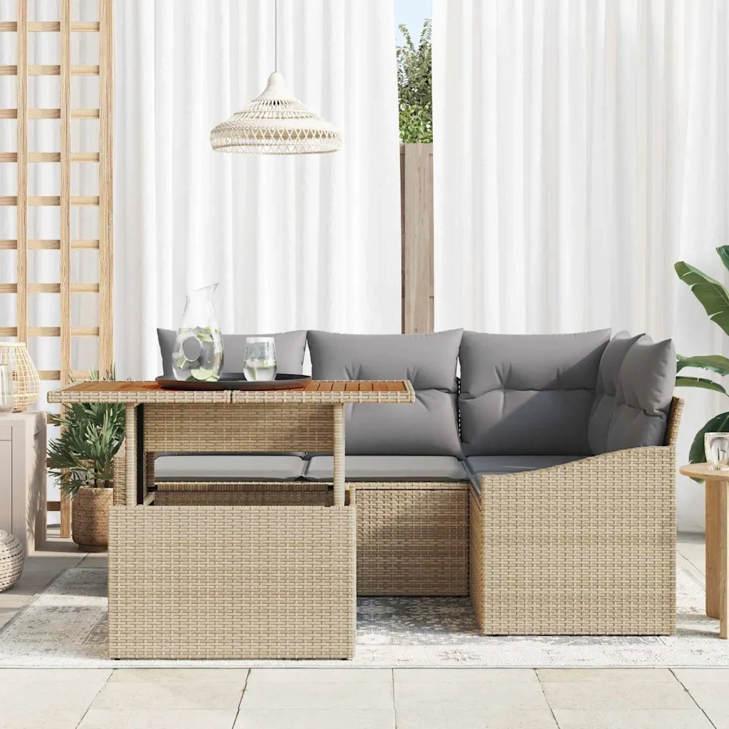 Set Divano da Giardino 5 pcs Beige Poly Rattan 3358569