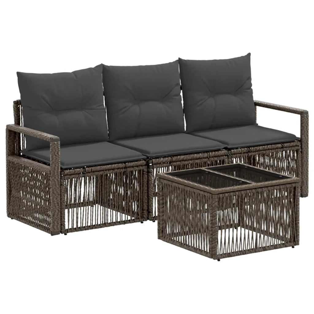 Set Divano da Giardino 4 pz Grigio polyrattan 3435632