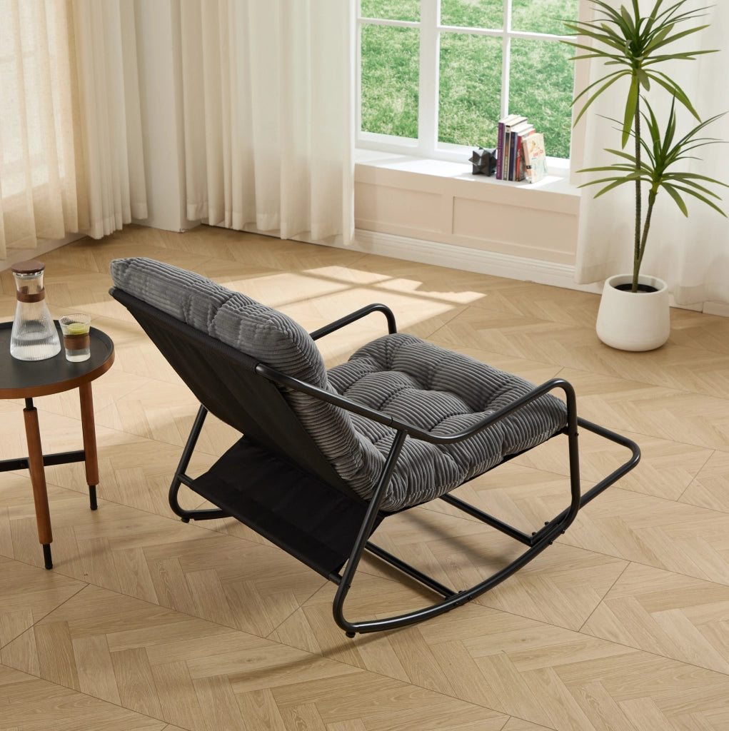 POLTRONA a dondolo 75x116x82 cm in acciaio grigio e nero