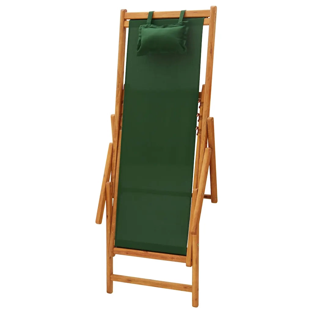 Sedia pieghevole in legno massello di eucalipto e tessuto verde 310312