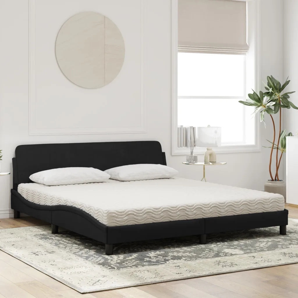 Letto con Materasso Dover Nero 180x200 cm in Velluto 3208453