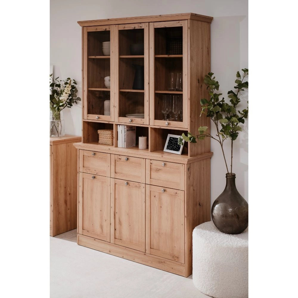 Credenza con vetrina Timber54A 120x40x200H Il fascino del legno naturale nella tua casa