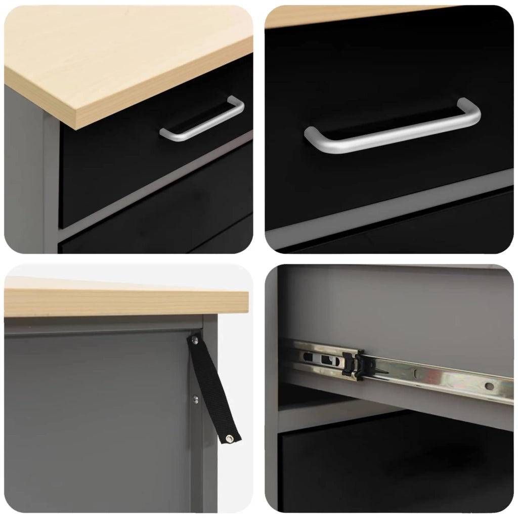 Mobile da lavoro 4 pcs Nero e Grigio 200 x 55 x 85 cm 3321386
