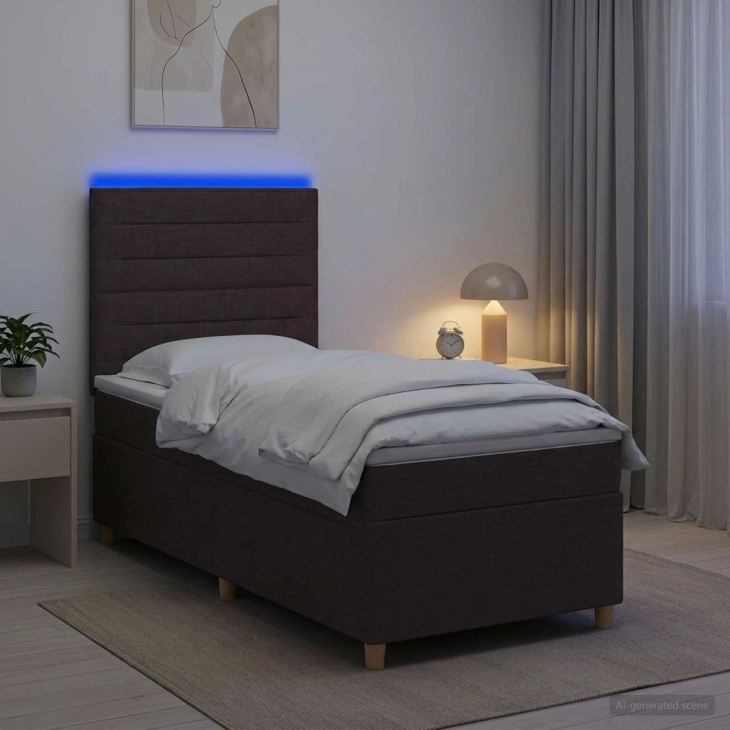 Letto box spring con materasso Marrone Scuro 90 x 200 cm 3455255