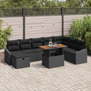 Set Divano da Giardino 9 pcs Nero polyrattan 3361373