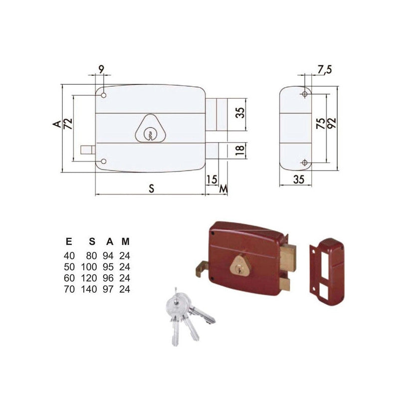 Serratura App.Legno Dx 50121-70-1 Cisa