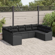 Set di divani con cuscino 9 pcs Nero polyrattan 3346883
