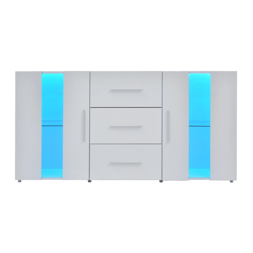 Credenza moderna con LED e USB 140x35x70 cm; bianco