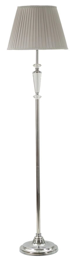 Lampada da Terra SILVERY GLAM 40x40x164 cm - Piantana con Paralume in Tessuto Grigio e Base in Metallo Argentato - Attacco E27 40W - Design Elegante