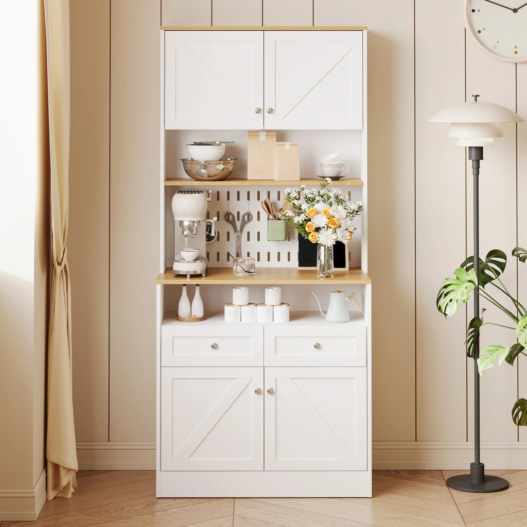 Credenza con 4 Ante e 2 Cassetti ¨C Xylo ¨C Bianco con Maniglie Argento