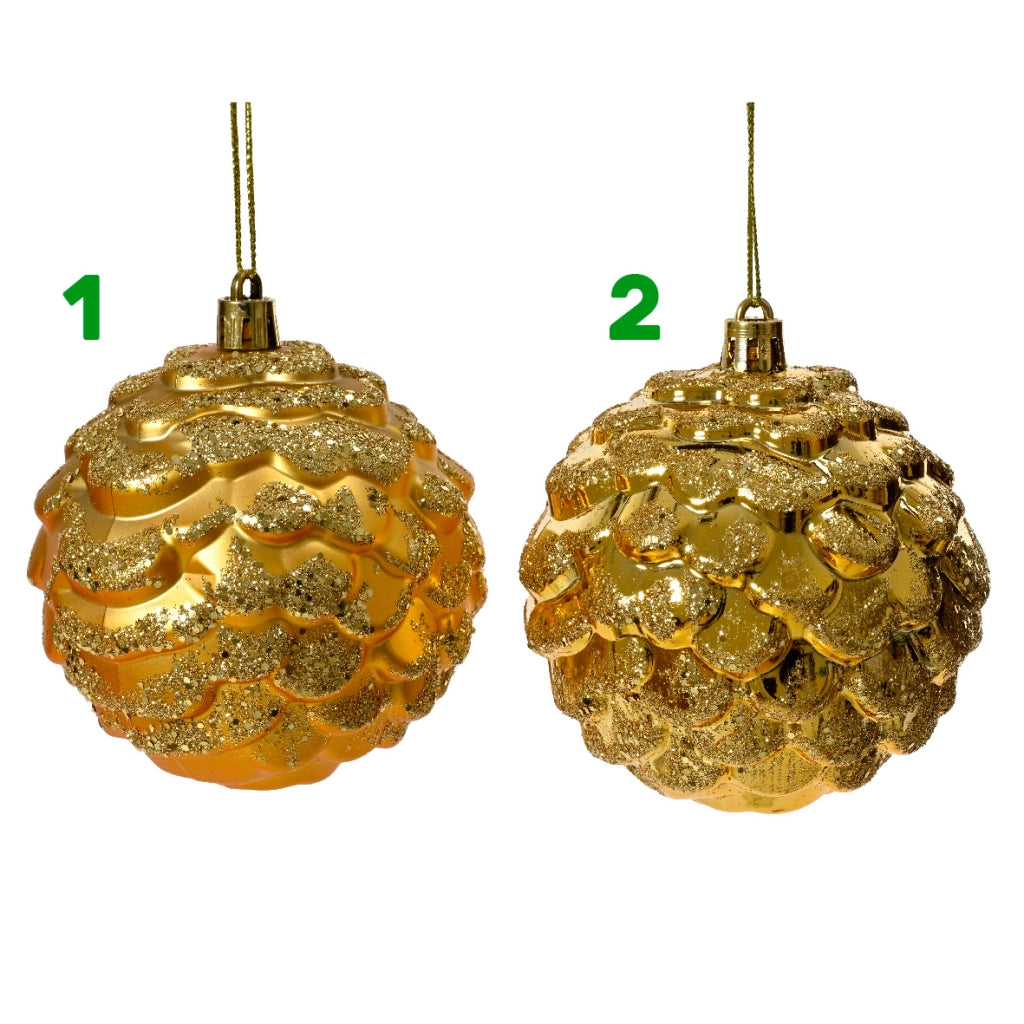 Palline di natale pigna oro 8 cm