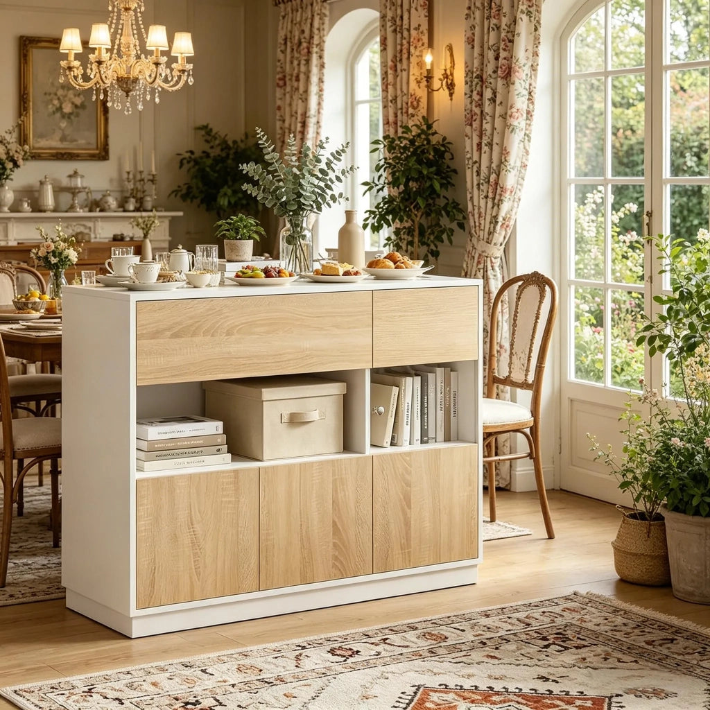 Ampio mobile per ingresso, credenza e armadio portaoggetti, sideboard da cucina
