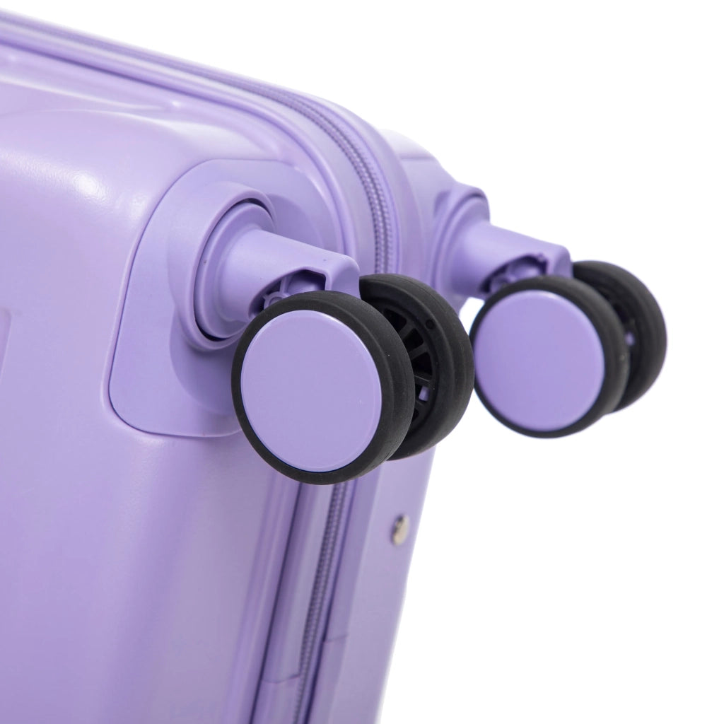 Set 2 valigie ABS con spinner e combinazione, blu + viola, 14"/19" + borsa cosmetica 14