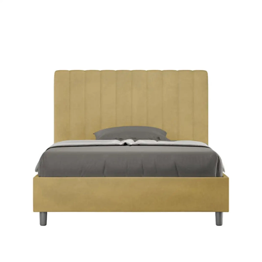 Letto una piazza e mezza senza rete imbottito 120x190 microfibra ocra Agueda