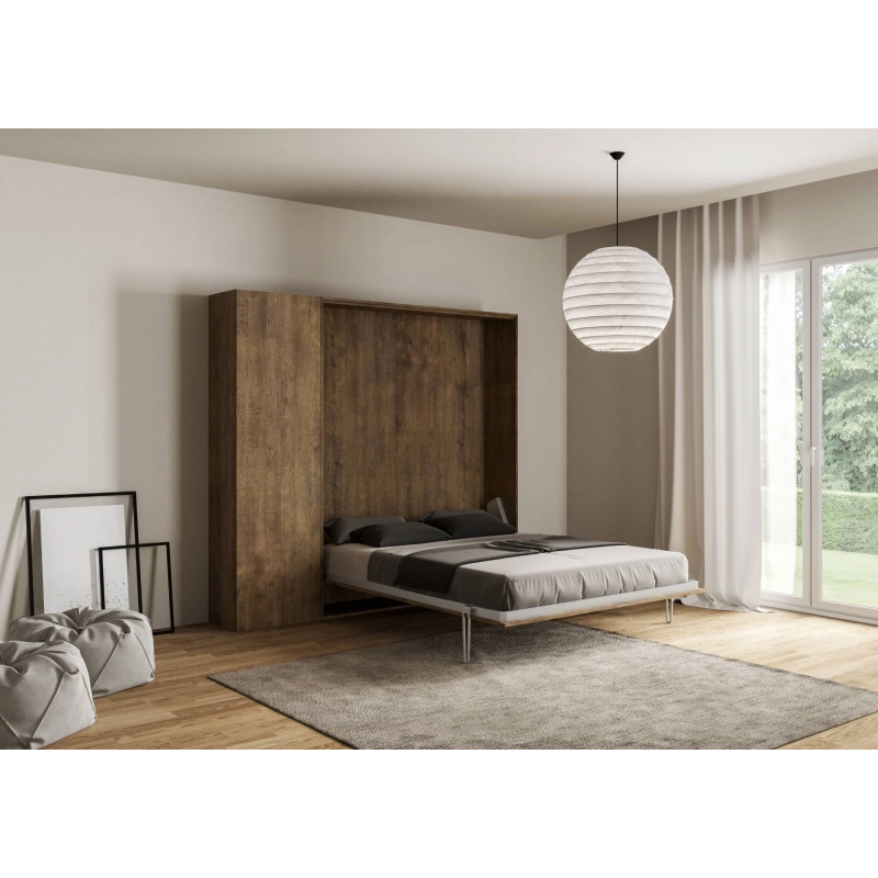 Letto a scomparsa 120 verticale Kentaro con colonna - Noce