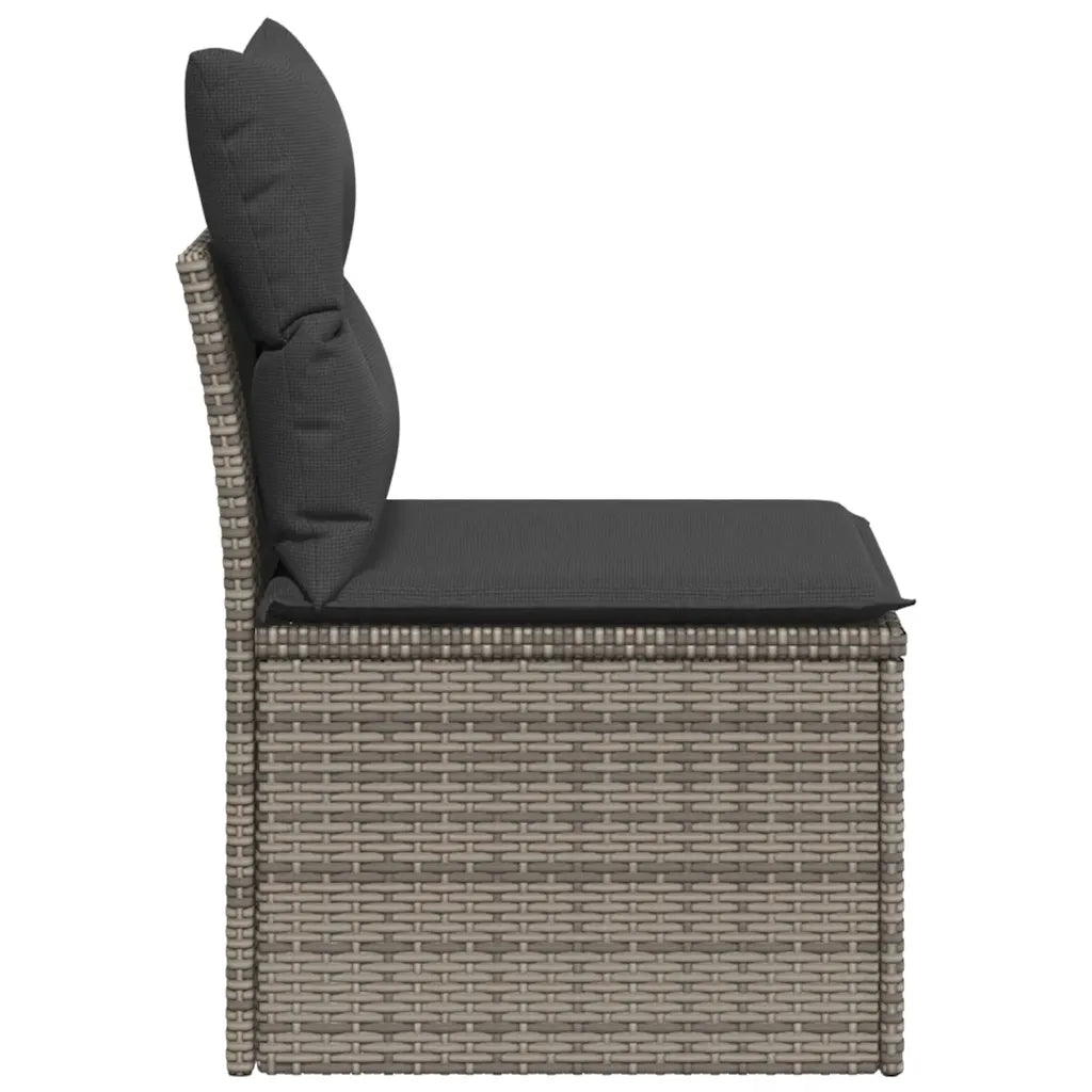 Divano Giardino Senza Braccioli con Cuscini-Sofa da giardino Grigio Polyrattan 313732