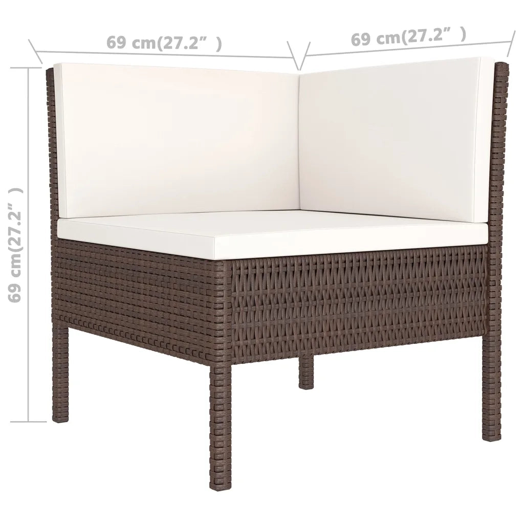 Set Divani da Giardino 10 pz con Cuscini in Polyrattan Marrone 3094435