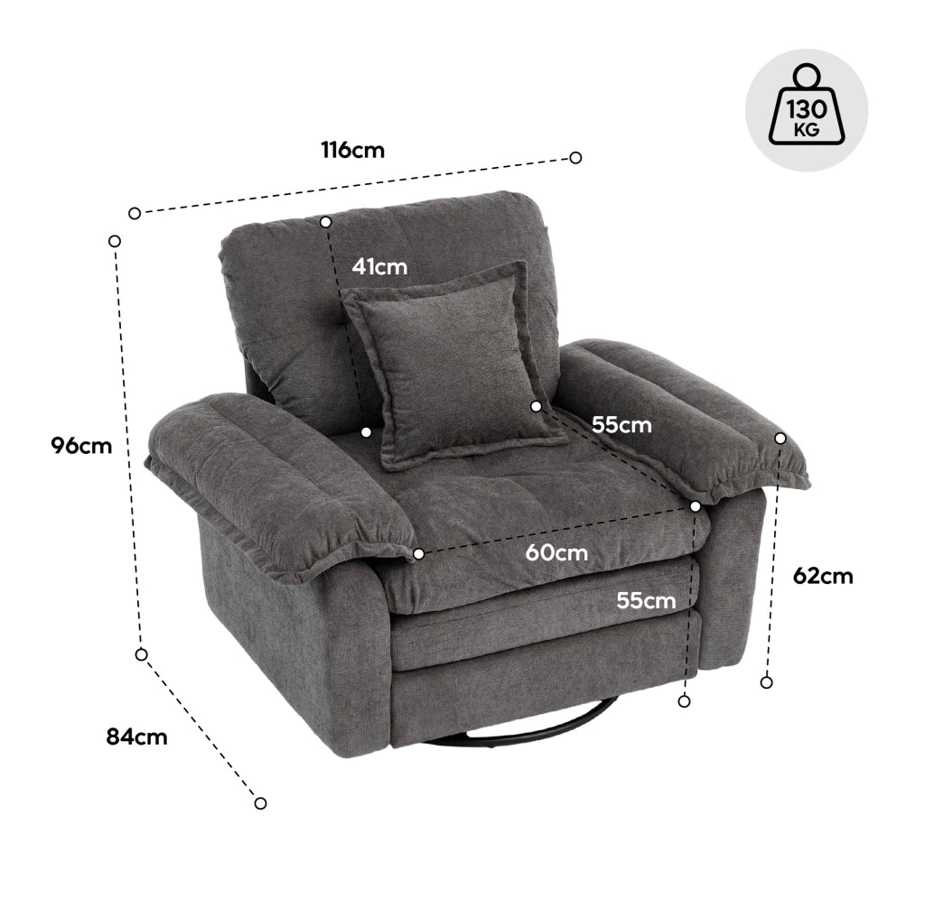 Set divani in chenille 2 pezzi: poltrona singola e divano a 2 posti con imbottitura a doppio strato e cuscini decorativi