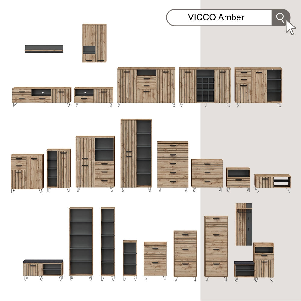 Vicco Cassettiera per camera da letto Marrone 38 x 100 cm