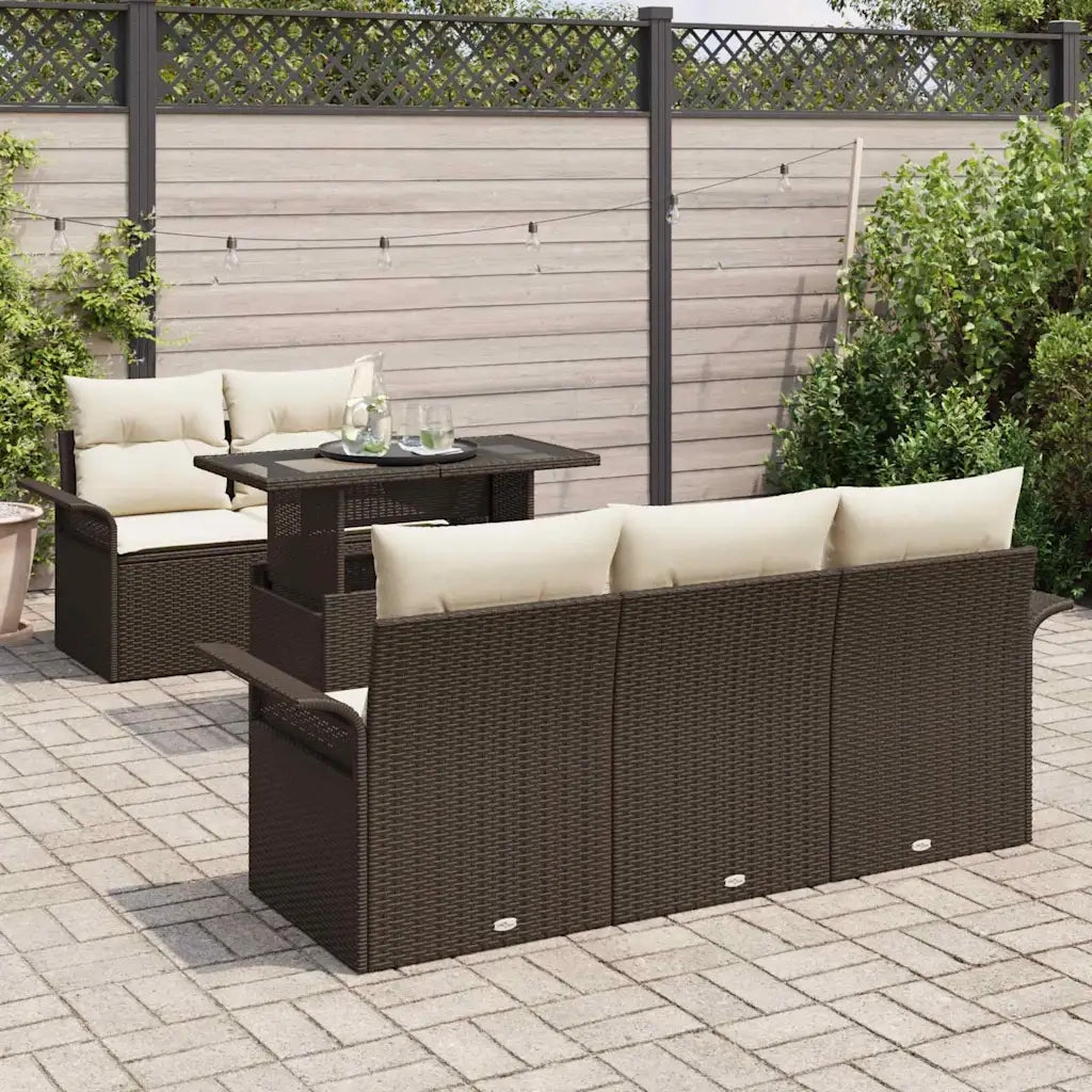 Set Divano da Giardino 6 pcs Marrone Rattan in Polipropilene 3356931