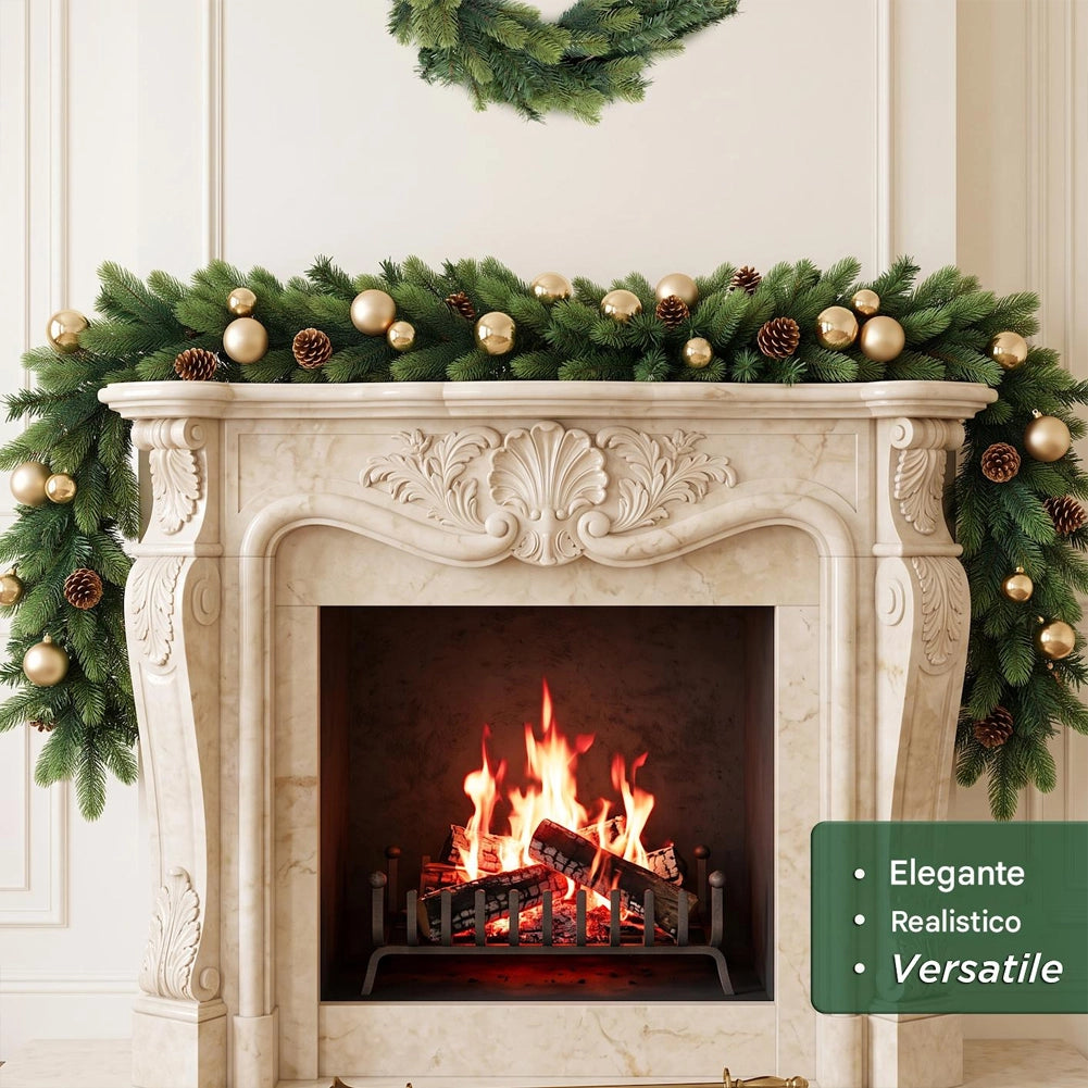 Ghirlanda Natalizia Festone 5M 430 Punte in PE e PVC Foltissimo Addobbo Natale