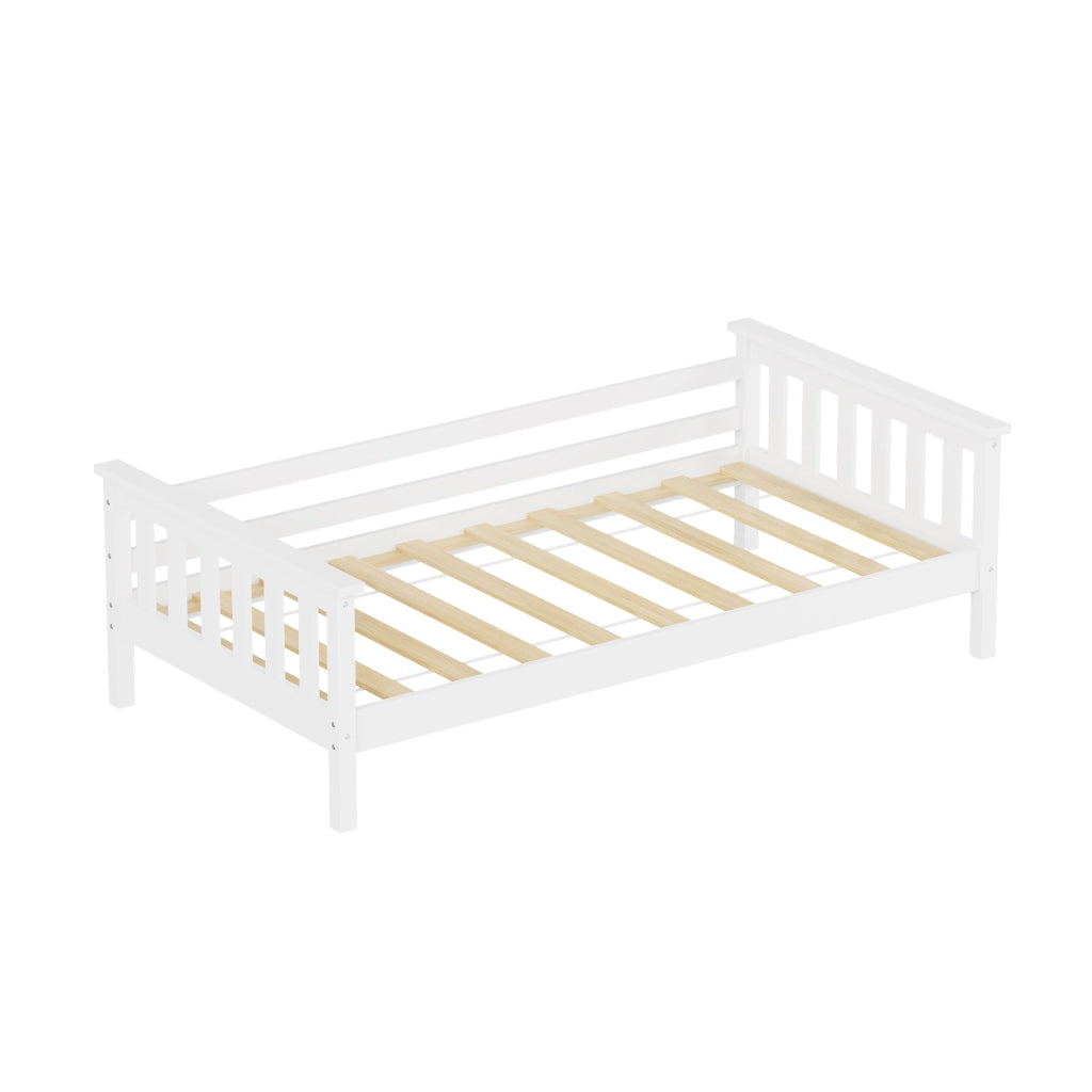 Letto per Cameretta Nuuk in Legno di Pino con Barre Protettive 80x160 cm Bianco [en.casa]