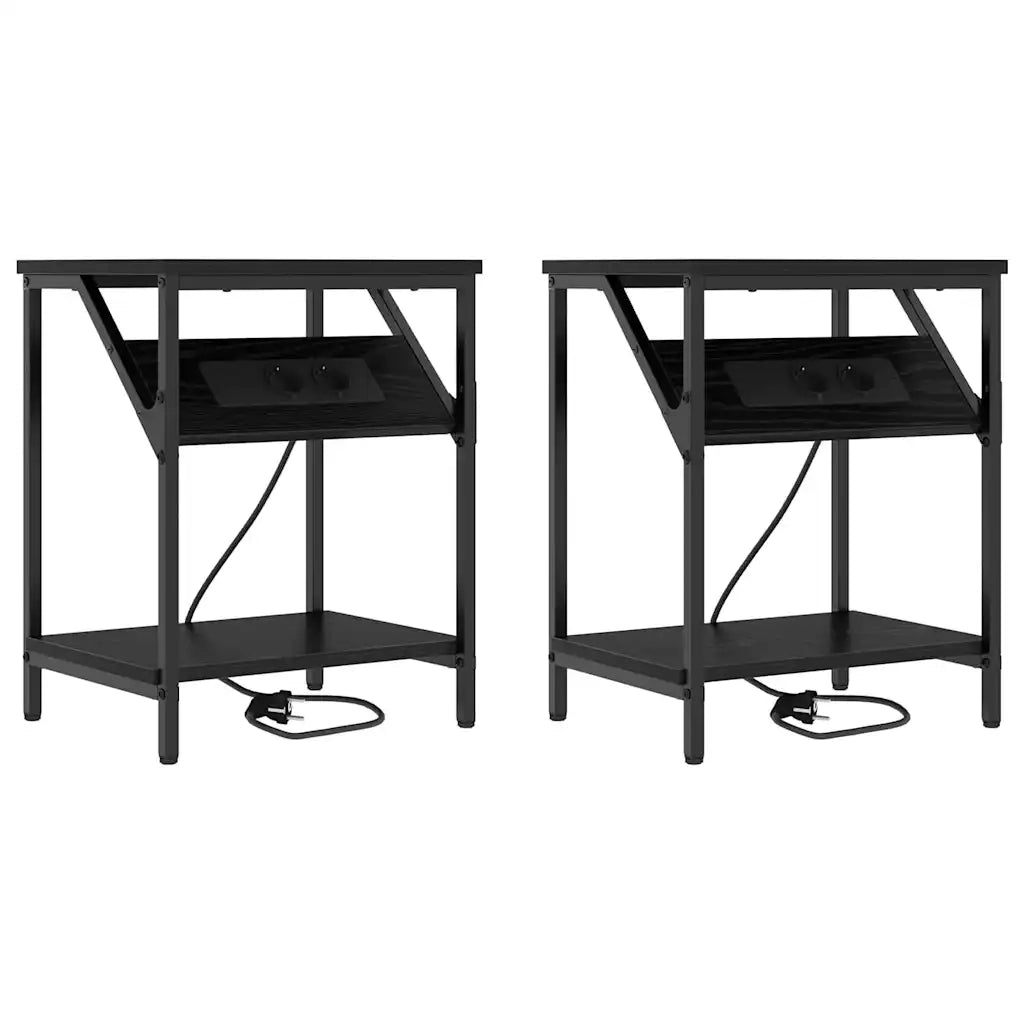 Armadio da Notte 2 pz Rovere Nero 38 x 30 x 48 cm 859581