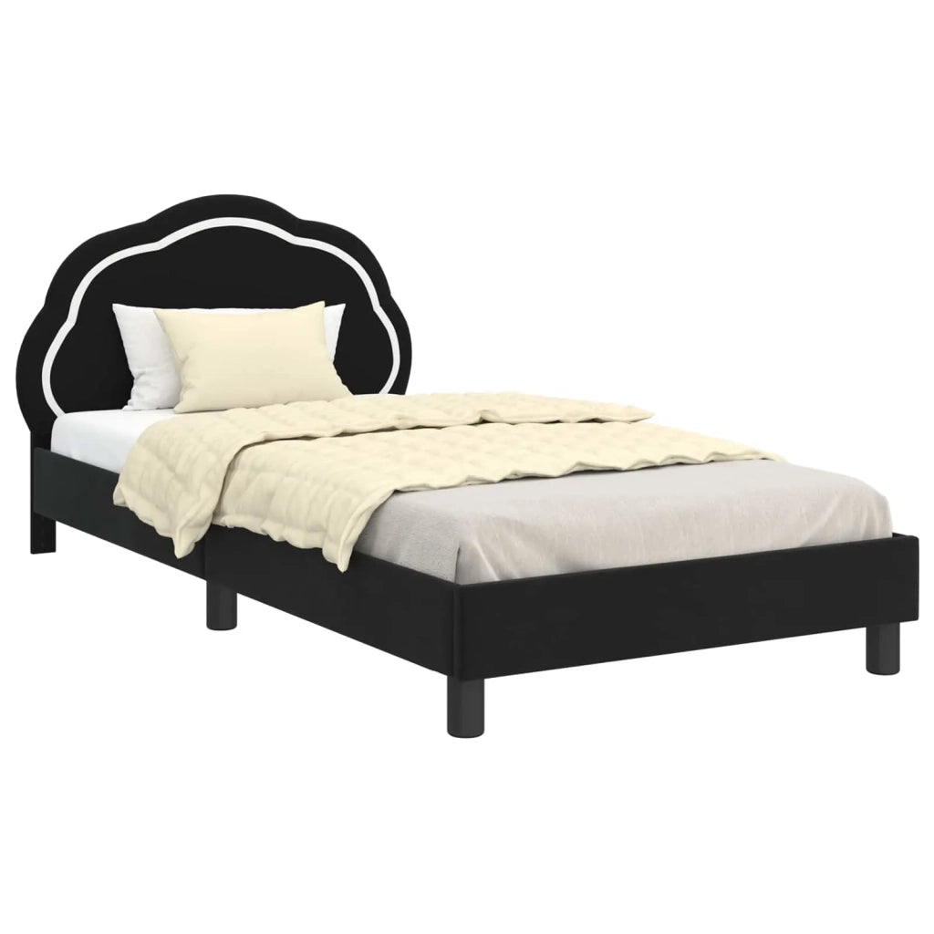 Struttura letto bambini con testata Nero 80 x 200 cm Velluto 42010910