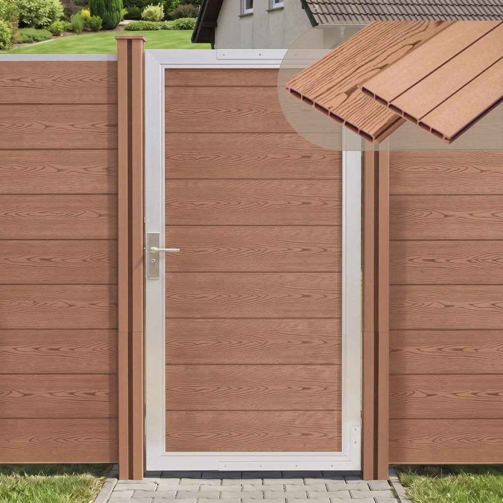 Cancello da Giardino Pedonale Segovia 90x180 cm Porta per Recinzione con Serratura - Marrone NEU.HOLZ
