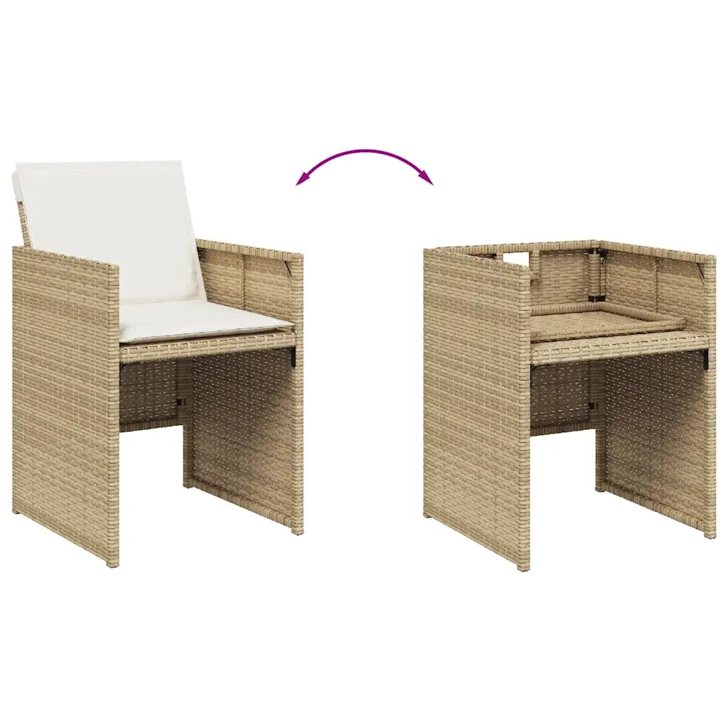 Set da Pranzo da Giardino 9 pz con Cuscini Beige in Polyrattan 3277791