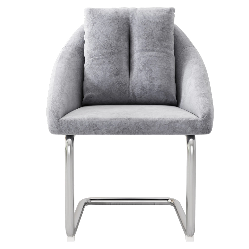 Sedia da Pranzo Set da 4 con Design Ergonomico e Gambe in Metallo, in Velluto Grigio