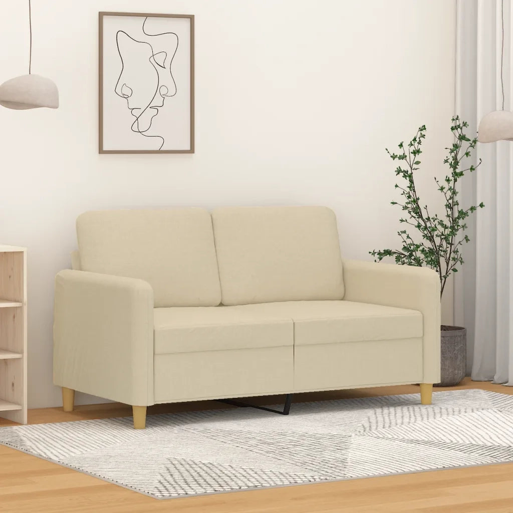 Divano a 2 Posti Crema 120 cm in Tessuto 359472