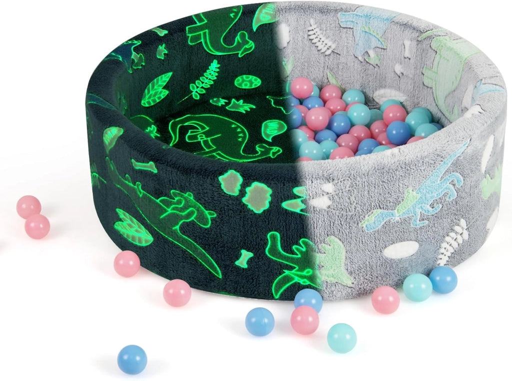 86 x 30 cm/200 Palline ∅5,5 cm Piscina di Palline Colorate per Bambini Luminosi nel Buio, Vaso con Palline in Schiuma Morbido e Lavabile in Lavatrice, Piscinatta da Gioco