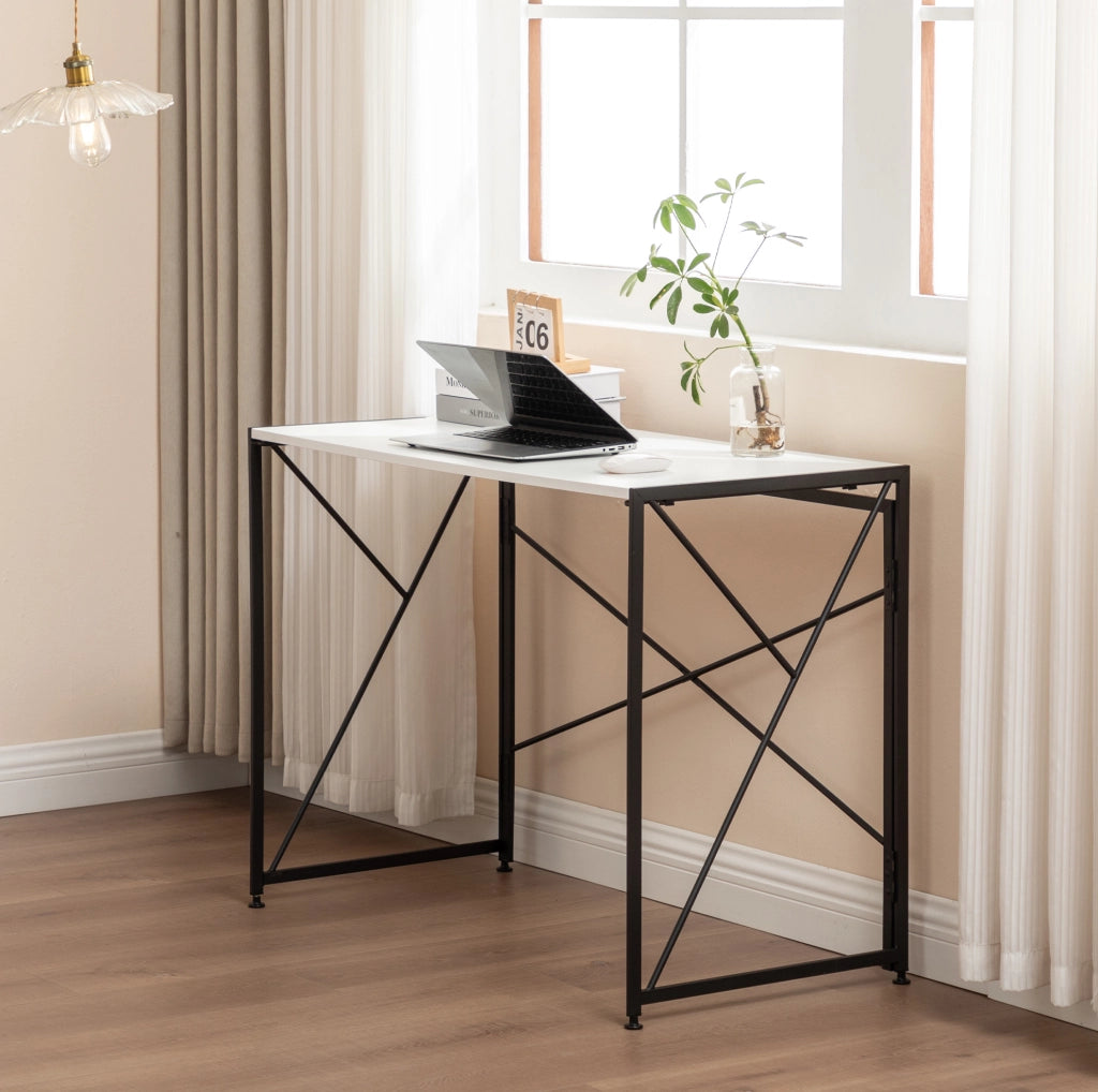 Scrivania pieghevole bianca in MDF 99x50x75 cm, ideale per casa e ufficio