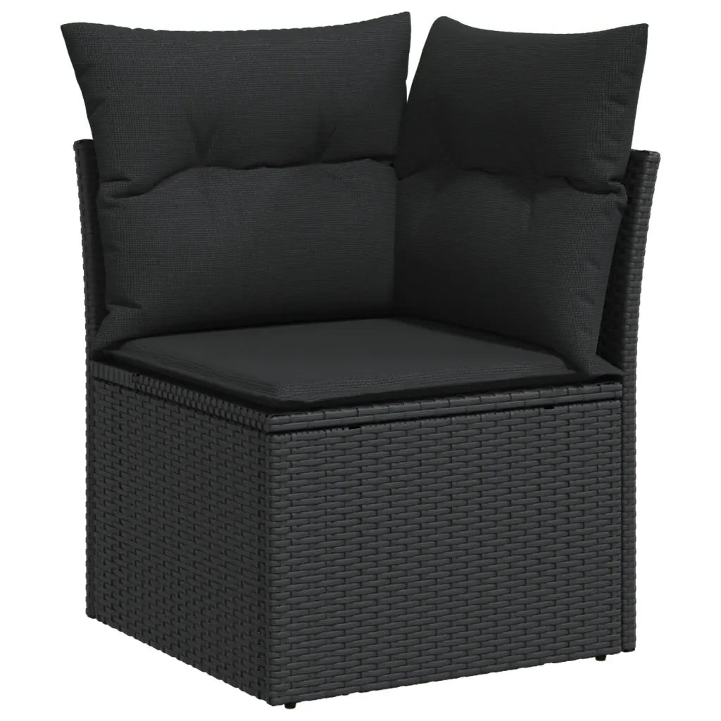 Set Divano da Giardino 6 pz con Cuscini Nero in Polyrattan 3255964