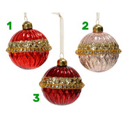 Pallina di natale in vetro con merletti 8 cm