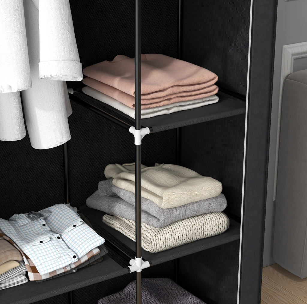 ARMADIO in tessuto 103x43x162,5 cm Nero Acciaio