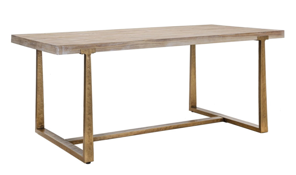 Tavolo Ankara 180x90x78 cm in MDF e Ferro Marrone e Oro