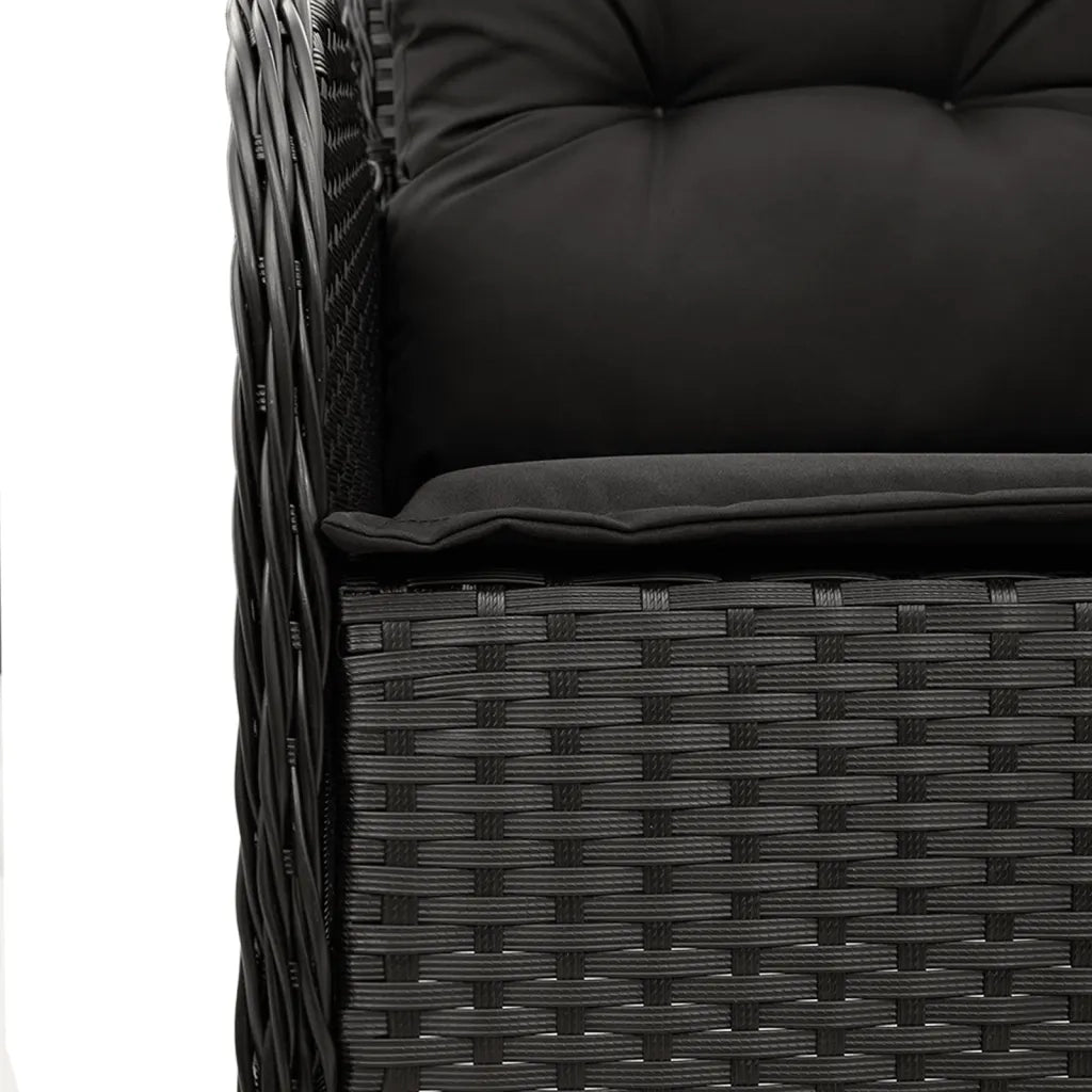 Set da Pranzo da Giardino 7 pz Nero con Cuscini in Polyrattan 3211870