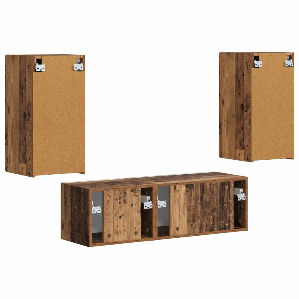 Set di Mobiletto da TV a Parete 4 pcs Legno vecchio 3408914