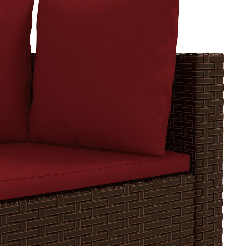 Set Divani da Giardino 10pz con Cuscini in Polyrattan Marrone 3308405