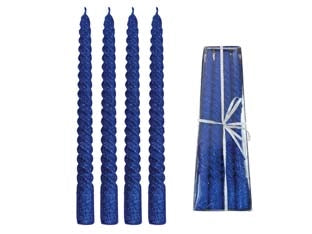 CANDELA DI CERA A TORTIGLIONE BLU  ø mm.21x250h.    I RE MAGI