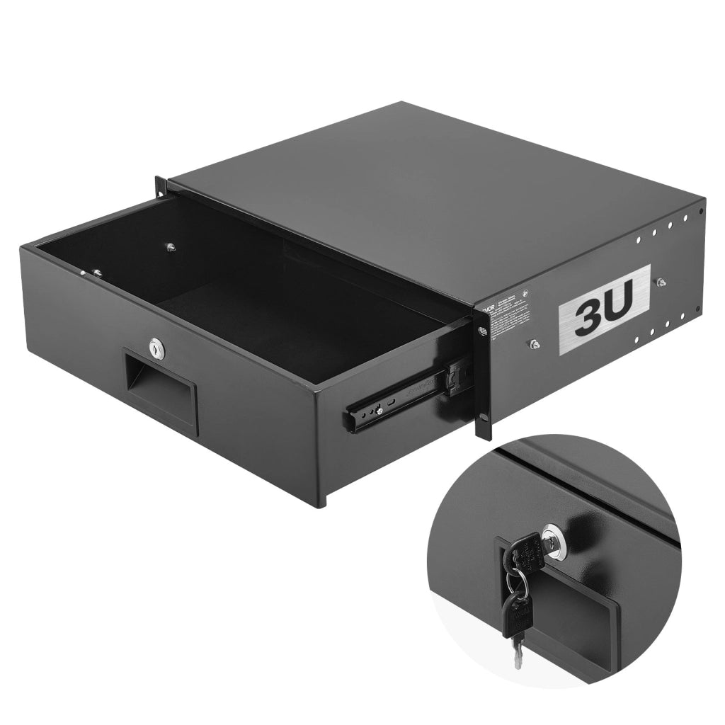 Cassetto Rack 19 Pollici 3U SPT-T300-3A in Acciaio con Serratura, Scorrevole per Armadio Rete AV 482 mm, Portata 22,68 kg, Robusto