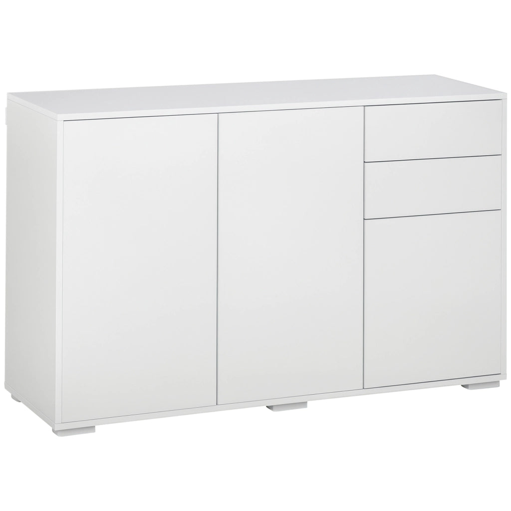 Sideboard Kommode Anrichte, 2 Schubladen, Push-Click, 117 cm x 36 cm x 74 cm, Weiß