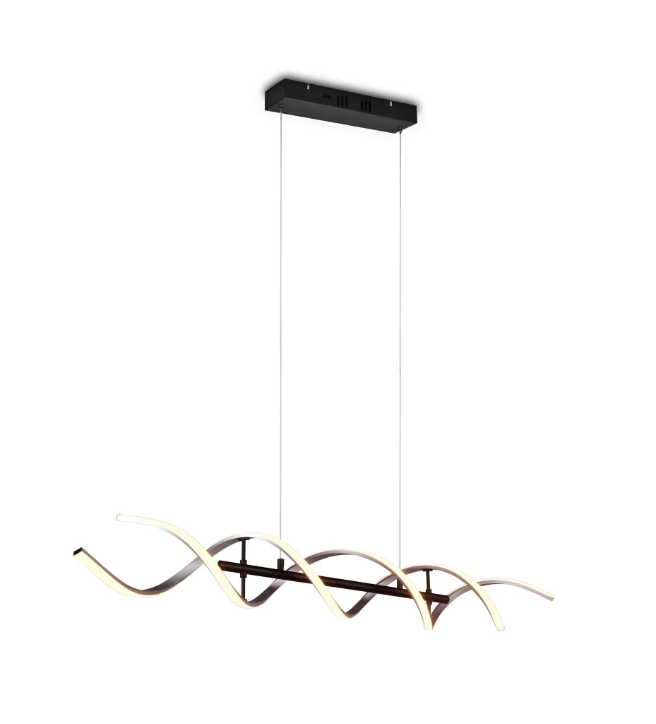 Lampada a sospensione LED spirale, metallo, alluminio e nero, L 104 cm, Sequence