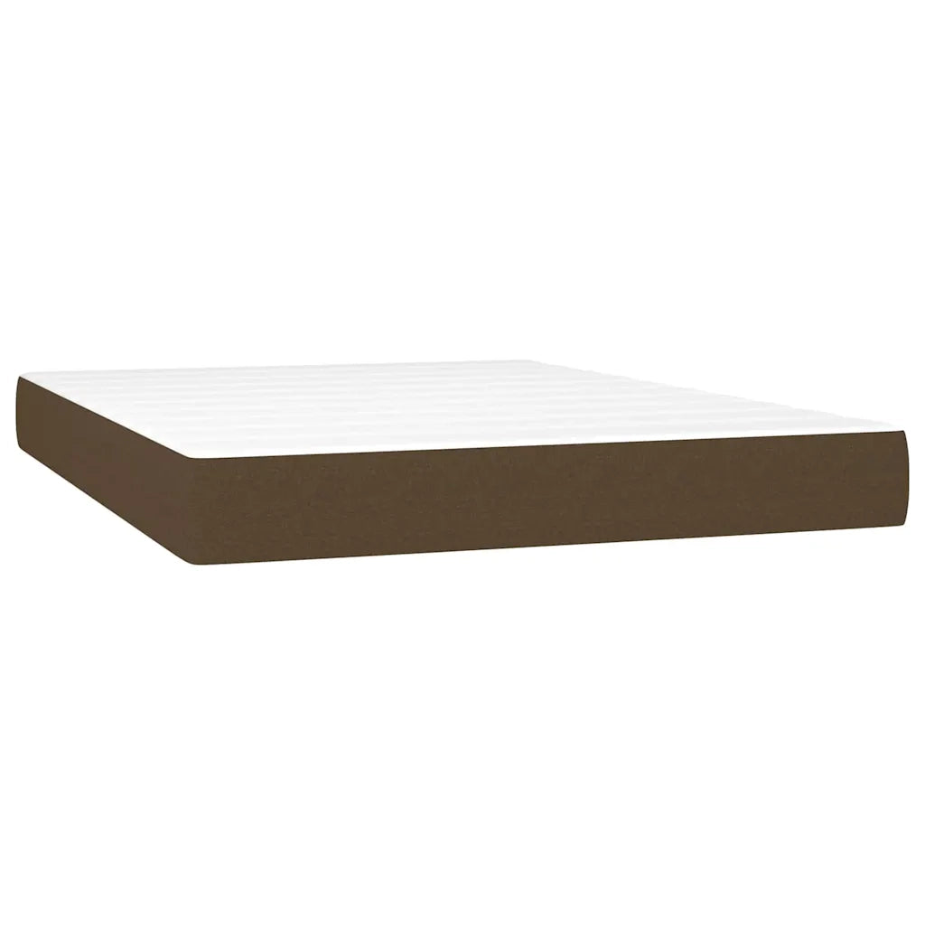 Letto a Molle Materasso e LED Marrone Scuro 140x200 cm Tessuto 3135680