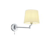 Applique Parete Interno Doppio Snodo Acciaio Paralume Bianco Lyon GD Trio