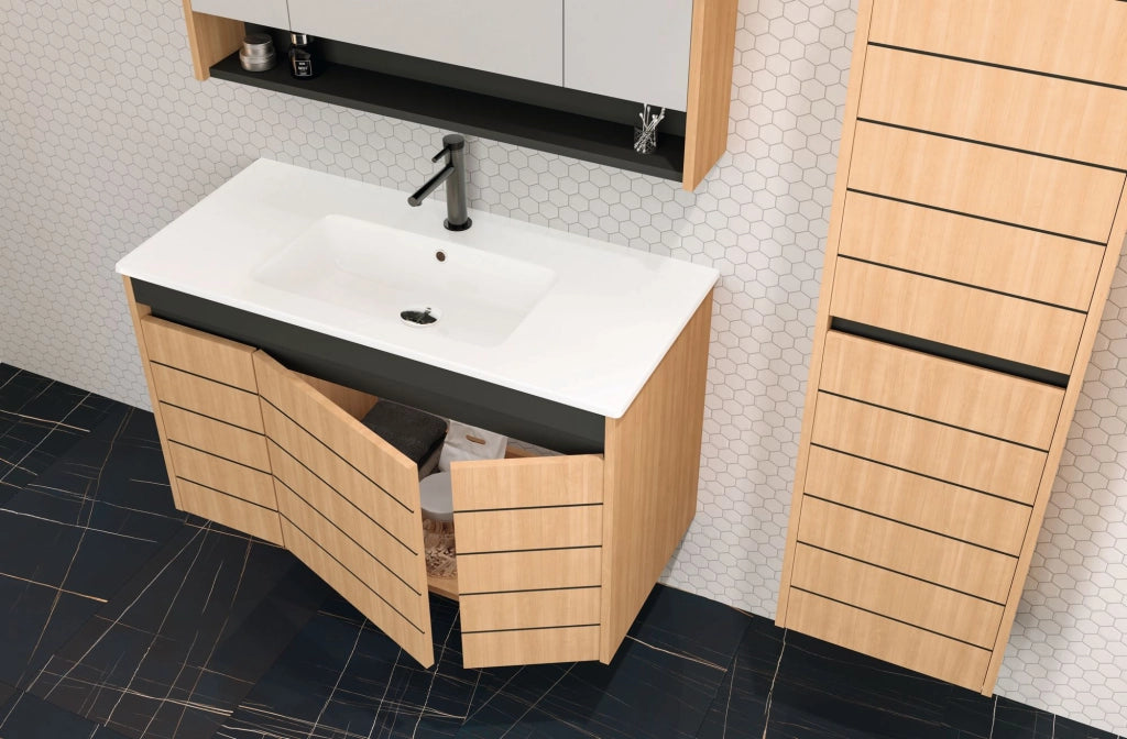 Mobile da bagno "Ricato 40" - 42 x 27 x 138 cm - Noce